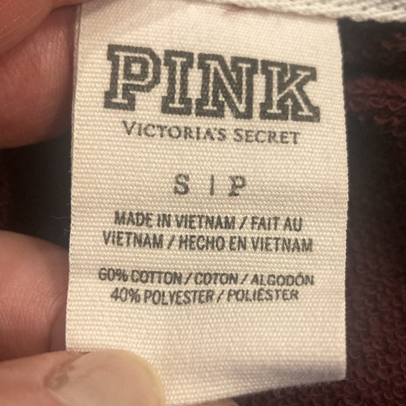 Small PINK Victoria's Secret PINK-Nation Maroon and Ivory Top with Dog Logo - Picture 11 of 11